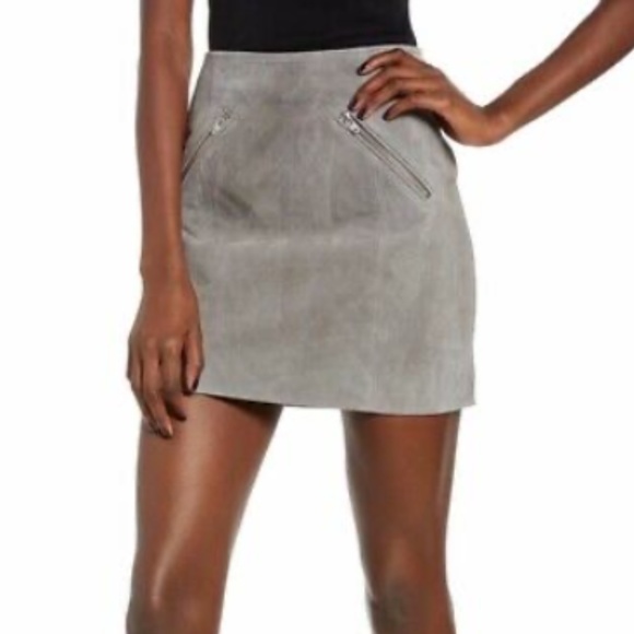 Blank NYC Dresses & Skirts - NWT Blank NYC Gray Suede Leather Mini Skirt